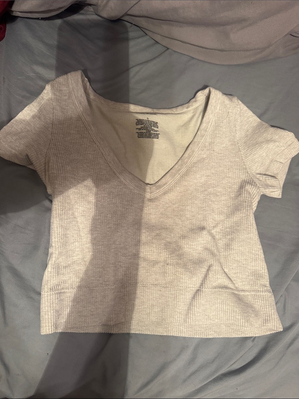 wild fable Light Gray Ribbed V‑Neck Crop Top